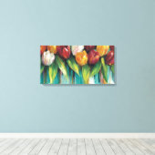 Tulpentuin op Blauwgroen Canvas Afdruk (Insitu (Houten vloer))