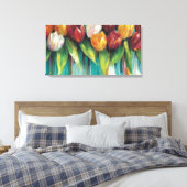 Tulpentuin op Blauwgroen Canvas Afdruk (Insitu (Slaapkamer))