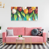 Tulpentuin op Blauwgroen Canvas Afdruk (Insitu (Woonkamer))