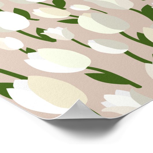 Tulpenveld 02 beige en wit poster (Hoek)