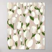 Tulpenveld 02 beige en wit poster (Voorkant)