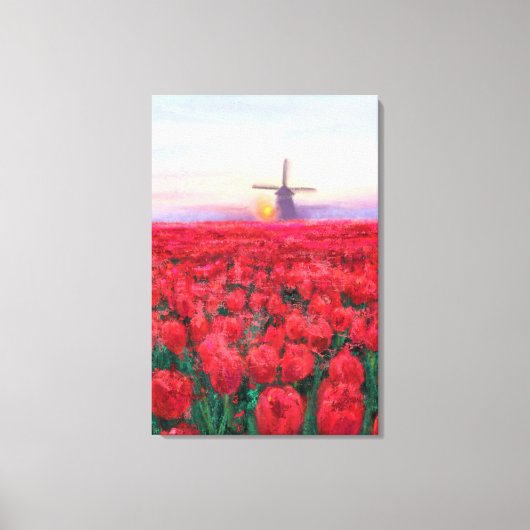 Tulpenveld - Landschap - Lente in Nederland  Canvas Afdruk (Voorkant)