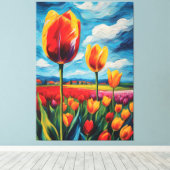 Tulpenveld olieverfschilderij canvas afdruk (Insitu (Houten vloer))