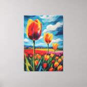 Tulpenveld olieverfschilderij canvas afdruk (Voorkant)