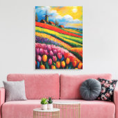 Tulpenveld olieverfschilderij canvas afdruk (Insitu (Woonkamer))