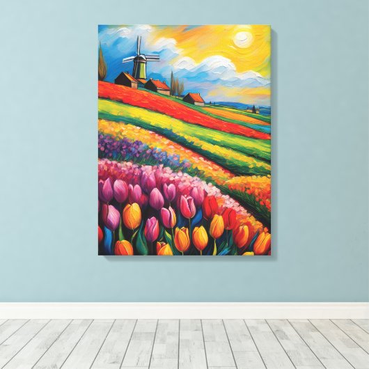 Tulpenveld olieverfschilderij canvas afdruk (Insitu (Houten vloer))