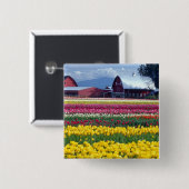 Tulpenveld Vierkante Button 5,1 Cm (Voorkant /achterkant)