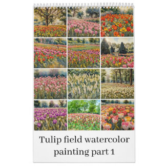 Tulpenveld waterverf schilderij 1 kalender