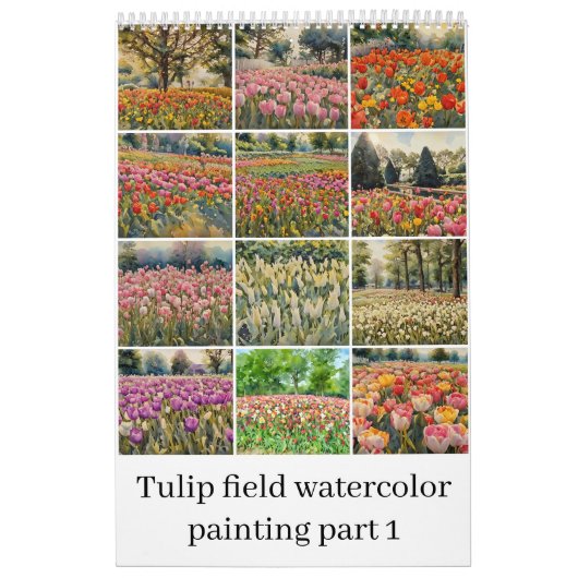 Tulpenveld waterverf schilderij 1 kalender (Hoes)