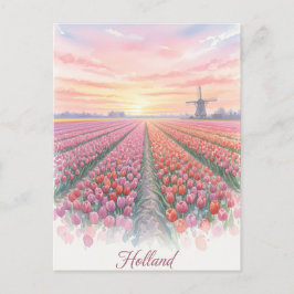 Tulpenvelden Windmolen Holland Nederland Briefkaart