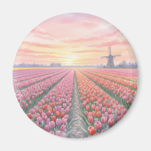 Tulpenvelden Windmolen Holland Nederland Magneet