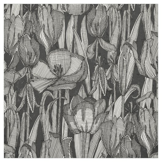 Tulpenverval zwart stof (Swatch)