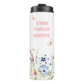 Tulpenvlinder Tuin Roze Gepersonaliseerde Citaat Thermosbeker (Voorkant)