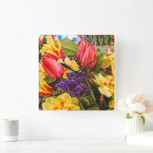 Tulpfest Tulp Clock Spring Flowers Vierkante Klok (Huis)