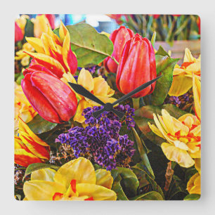 Tulpfest Tulp Clock Spring Flowers Vierkante Klok