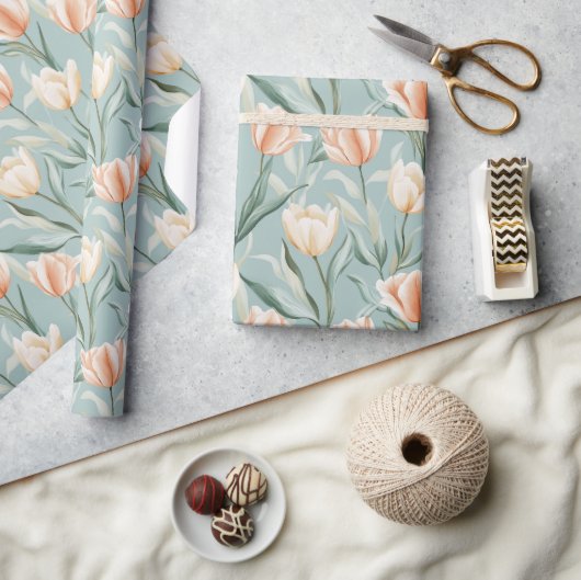 Tulpprint Inpakpapier Met Krachtige Bloembladen (Crafts)
