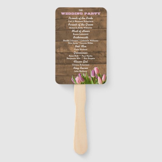 Tulps & Barnwood Wedding Programme Handbanden Handwaaier (Achterkant)