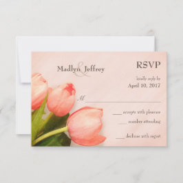Tulps blush roze lentebruiloft RSVP Kaartje