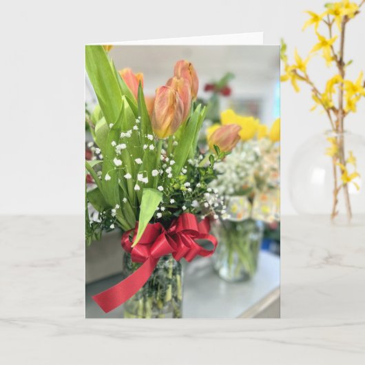 Tulps bouquet kaart (Gele Bloem)