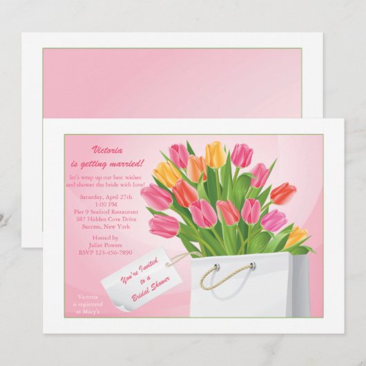 Tulps Bridal Shower-uitnodiging Kaart (Voorkant / Achterkant)