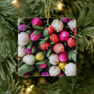 Tulps Colorful Flowers Paaslente Keramisch Ornament