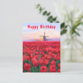 Tulps Field Spring in Nederland - Happy Birthday Briefkaart (Staand voorkant)