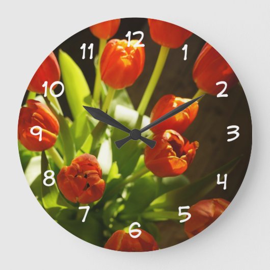 Tulps Floral Wall Clock Grote Klok (Voorkant)