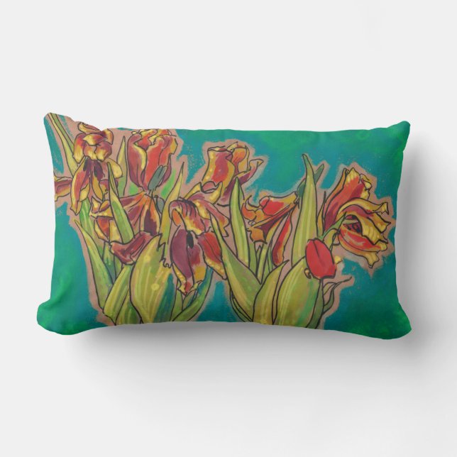 Tulps Sketch Blooming Spring Flowers Floral Art Kussen (Voorkant)