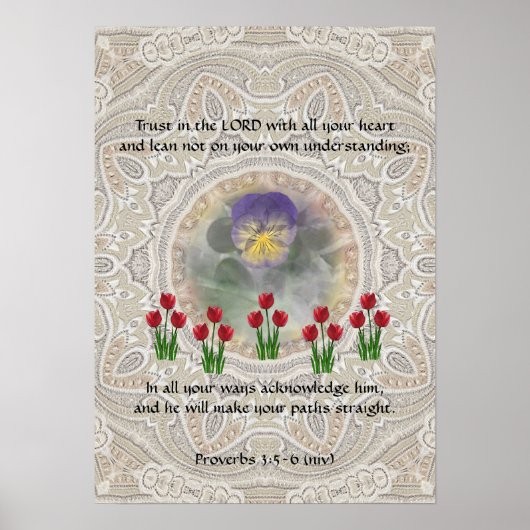 Tulps Viola ~ Proverbs 3:5-6 Poster (Voorkant)