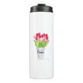 Tulps Waterverf Floral Happy Paasroze elegant Thermosbeker (Voorkant)