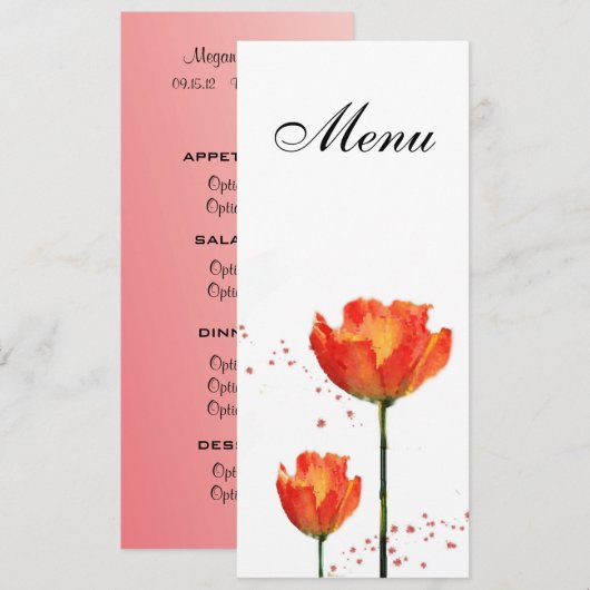 Tulps Waterverf Wedding Menu (Voorkant / Achterkant)