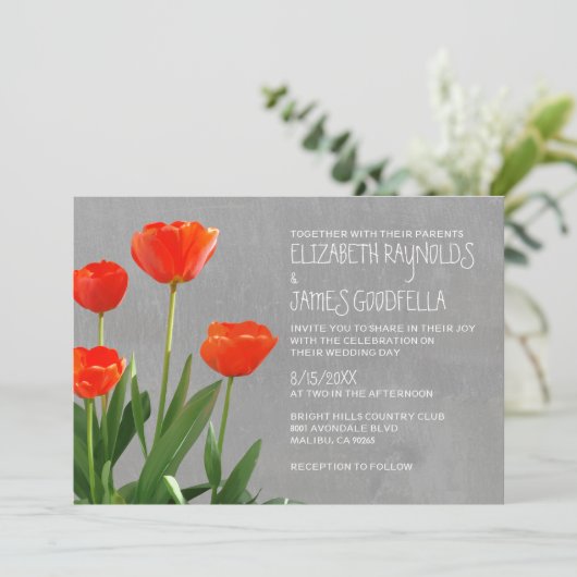Tulps Wedding Invitations Kaart (Staand voorkant)