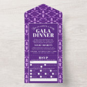 Tulpsterren paars patroon gala dinegebeurtenis all in one uitnodiging (Binnen)