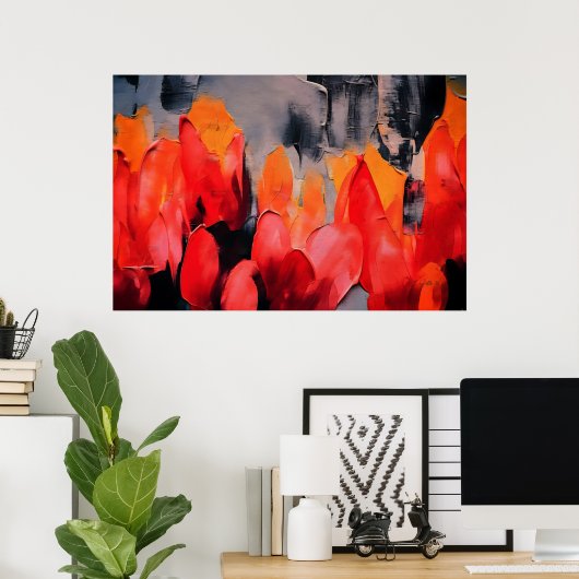 Tulpveld – Abstracte Bloemintensiteit Poster (Thuiskantoor)