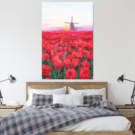 Tulpveld - Landschap - Lente in Nederland Canvas Afdruk (Insitu (Slaapkamer))