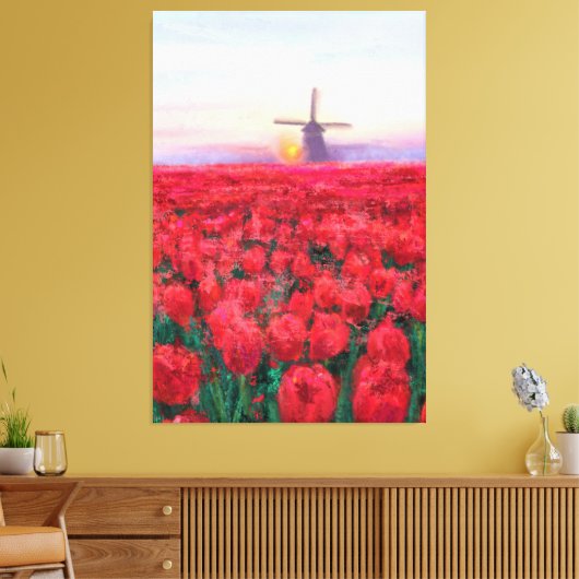 Tulpveld - Landschap - Lente in Nederland Canvas Afdruk (Insitu (Woonkamer))
