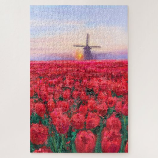 Tulpveld - Landschap - Lente in Nederland Legpuzzel (Verticaal)