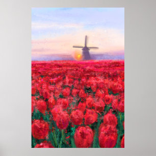 Tulpveld - Landschap - Lente in Nederland Poster