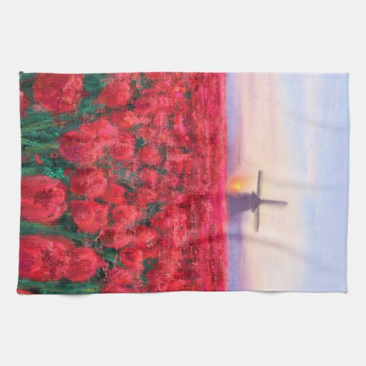 Tulpveld - Landschap - Lente in Nederland Theedoek (Horizontaal)