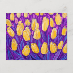 Tulpveld, lentevloerbloemen, vezel, geel Violet Briefkaart