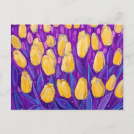 Tulpveld, lentevloerbloemen, vezel, geel Violet Briefkaart