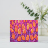 Tulpveld, lentevloeren Floral Oranje Paars Briefkaart (Staand voorkant)