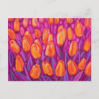 Tulpveld, lentevloeren Floral Oranje Paars Briefkaart