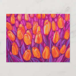Tulpveld, lentevloeren Floral Oranje Paars Briefkaart