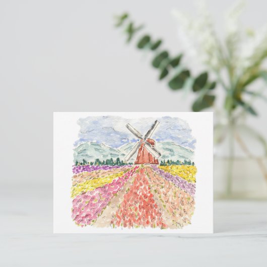 Tulpvelden in het Briefkaart van de Nederlandse Wa (Staand voorkant)