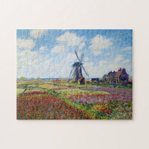 Tulpvelden met de Rijnsburg-windmolenmonet Legpuzzel