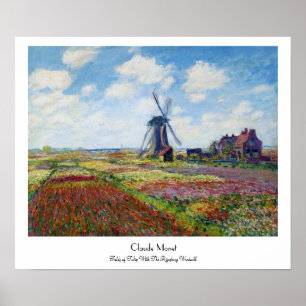 Tulpvelden met de Rijnsburg-windmolenmonet Poster