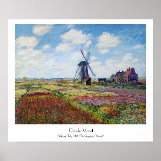 Tulpvelden met de Rijnsburg-windmolenmonet Poster (Voorkant)