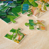 Tulpvelden met schuur en beek fantasieschilderij legpuzzel (Zijkant)
