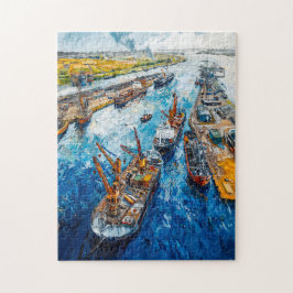 Tulpvelden met schuur en beek fantasieschilderij legpuzzel